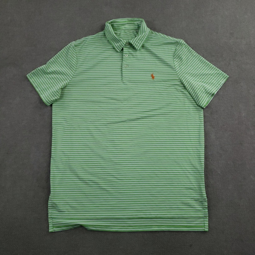 Polo Ralph Lauren Polo Shirt Mens Large Green Striped Short Sleeve Golf Tennis
